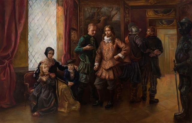 Kuningas Erik XIV:n vallasta syökseminen, 2025, Öljy kankaalle 177,5 x 274cm Kuningas Erik XIV:n vallasta syökseminen, 2025, Öljy kankaalle 177,5 x 274cm