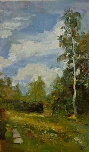 300€ 2023, Puutarha, Öljy kankaalle 30x50cm
