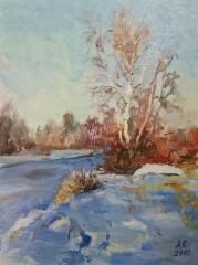 350&euro; Helmikuu joella, maisemamaalaus