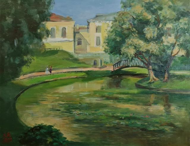 1350€ 2025, Puistossa, Öljy kankaalle 35x45cm