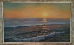 SOLD 2020, Auringonlasku merell&auml;, Maisemamaalaus