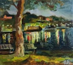 SOLD 2023, &Ouml;inen satama, &Ouml;ljy kankaalle 24x27cm