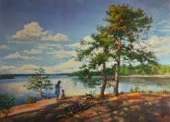 3600&euro; 2026, Kimmelt&auml;&auml; kes&auml;inen aamu, &Ouml;ljy kankaalle 95x130cm