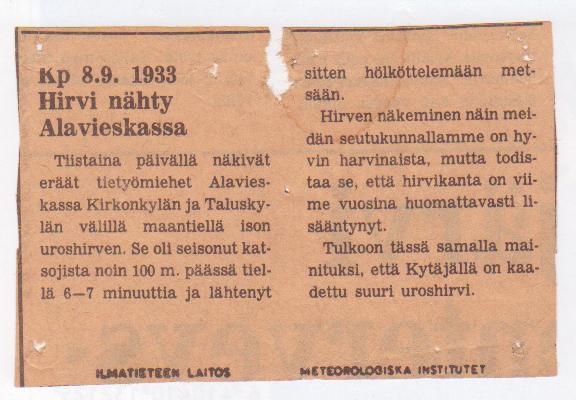 Hirvi havaittu!