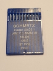Ompelukoneen neula SCHMETZ 10 kpl/paketti (Canu: 20:05 / 1 NM 110 size 18 / 134(R) / 135x5 / SY 1955 / DPx5) Made in Germany (pyöreä kanta teollisuus koneisiin) hinta hinta 3,50 euroa paketti