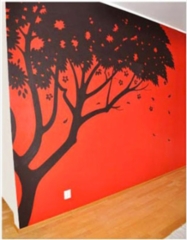Kirsikkapuu -seinämaalaus 300 x 250 cm. Hinta vastaavalle 700-2000 €. Pyydä tarjous