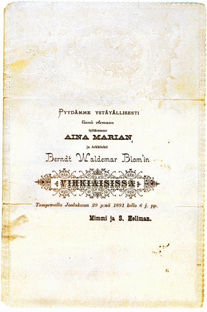 Hääkutsu vuodelta 1891