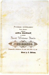 Hääkutsu vuodelta 1891