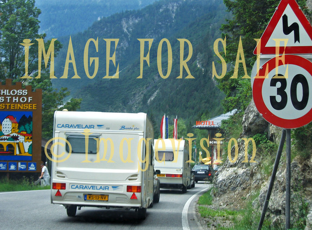 for sale caravans driving on mountains in austria