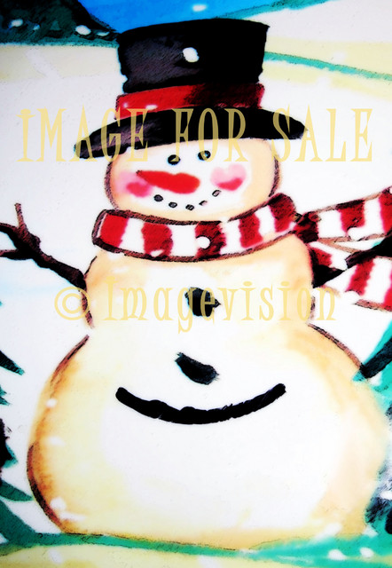 for sale artistic joyful snowman with scarf and hat