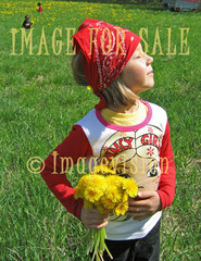 for sale girl with yellow flowers facing sun