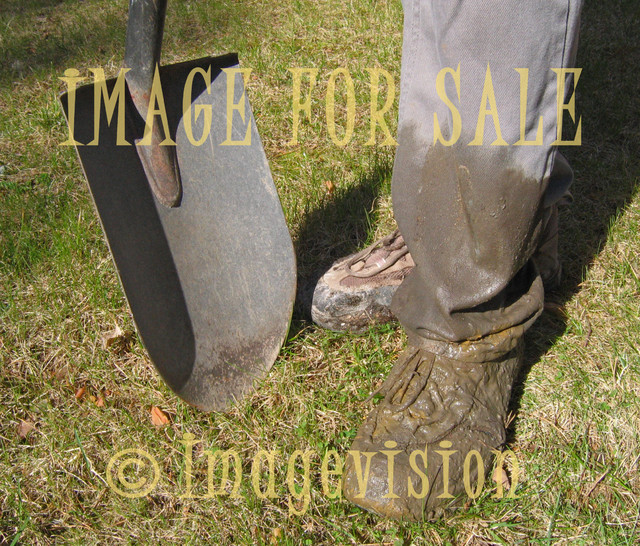 for sale dirty shoes and shovel