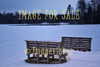for sale winter lake and two empty benches