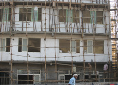 Rakennustelineet.   Bamboo scaffolds. Mumbai  13.1.  Kuva S.P.
