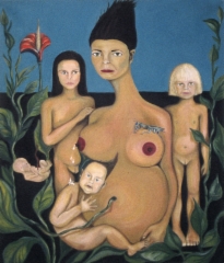 Perhe (family), 90 x110 cm, oil on canvas.