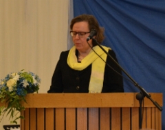 Juhlapuhuja Anna-Liisa Tarvainen. (Kuva:Janette Loisko)