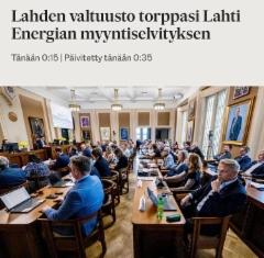 Äänestys Lahti Energian myyntiselvityksestä