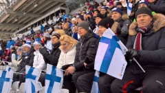 Salpauksen johdoja ja yhteustyökumppanivieraiden kanssa MM-kisoissa 23.2.2017 Kuva Seija Katajisto
