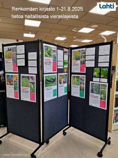 renkomaen_kirjasto_lahti_1-21.8.2025_tietoa_haitallisista_vieraslajeista_www.luontoturva.fi