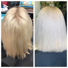 Ennen ja jälkeen, pelkkä taittosävy laitettu hiukseen.