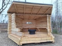 Py&ouml;riv&auml; laavu, pelkkahirsi, haapa