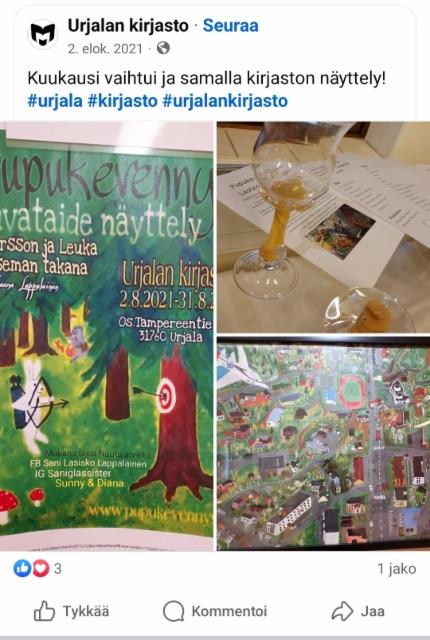Pupukevennys Kuvataide näyttely Urjala/Sani Lappalainen Sunny & Diana
