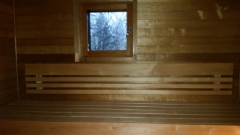 sauna terva leppä paneelilla ja leppä lauteilla