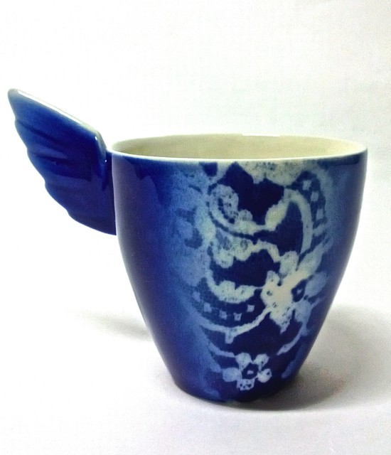 Sininen Pitsienkeli-muki | Blue Angel mug with lace