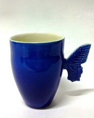 Korkea Sininen Perhonen-muki | Tall Blue Butterfly mug | Porcelain