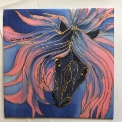 PINK AND BLUE HORSE