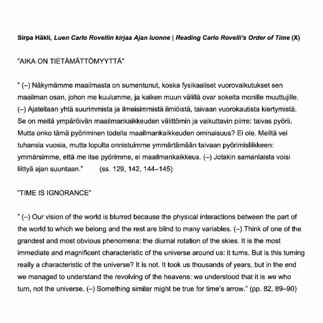 Sitaatti liittyen teokseen (X) I Citation related to the work (X)