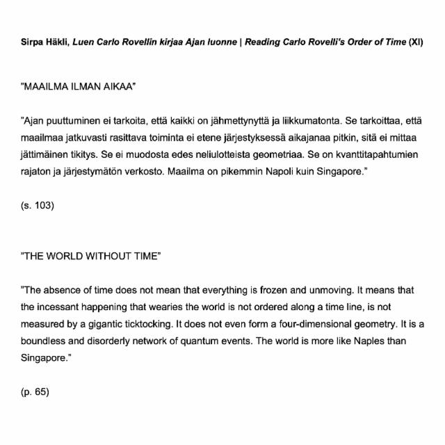 Sitaatti liittyen teokseen (XI) I Citation related to the work (XI)