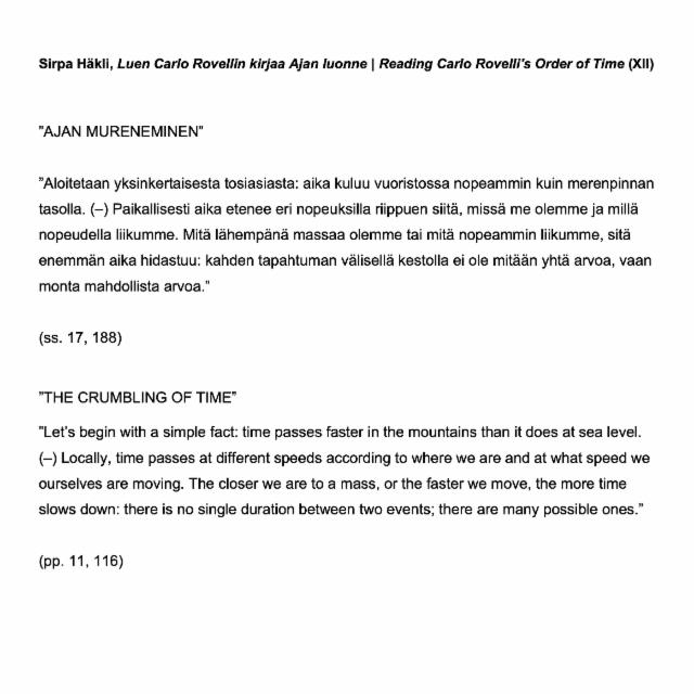 Sitaatti liittyen teokseen (XII) I Citation related to the work (XII)