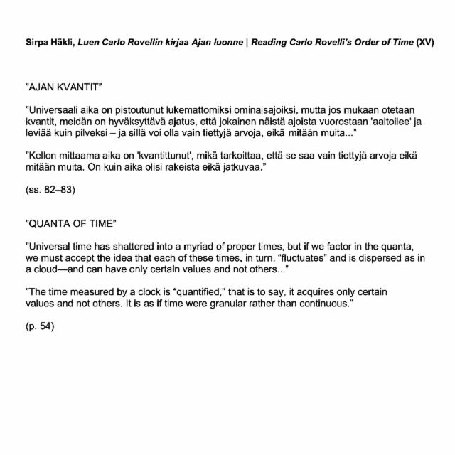 Sitaatti liittyen teokseen (XV) I Citation related to the work (XV)