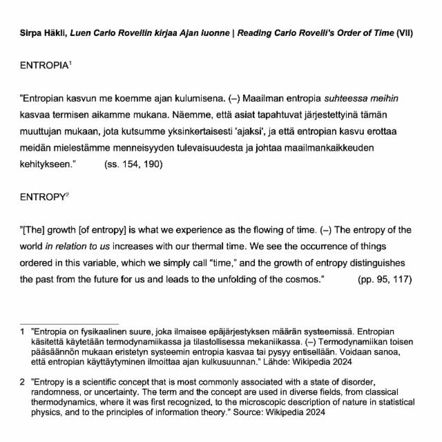 Sitaatti liittyen teokseen (VII) I Citation related to the work (VII)