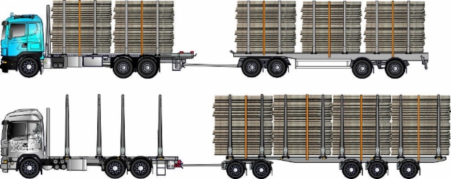 Siirtoautoja Tr 2020 paketissa vaunuineen on yksi, kaksi, tai kolme.