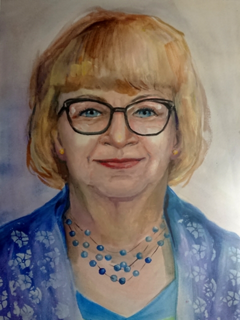 Äiti, akvarellimaalaus 2019