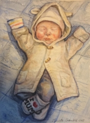 Pikkuinen, Akvarellimaalaus 2018