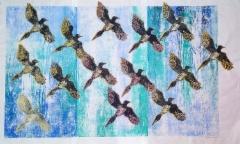 Varjometsan vaeltajat, 103x174cm, 2023