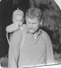 Eero and Simo in the backpack.